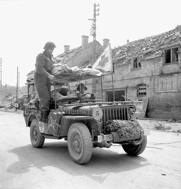into a Willys MB ambulance jeep Sonsbeck Germany 6 March 1945